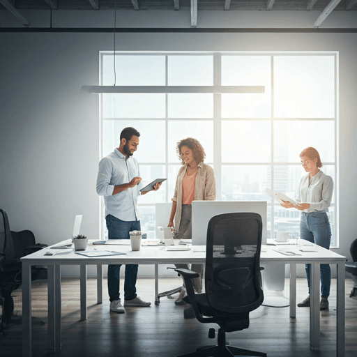 Team collaborating in modern office